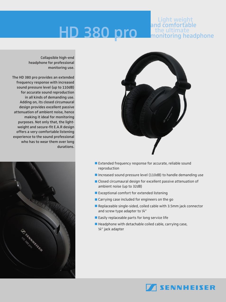 Sennheiser HD 380 Pro User Manual | 2 pages