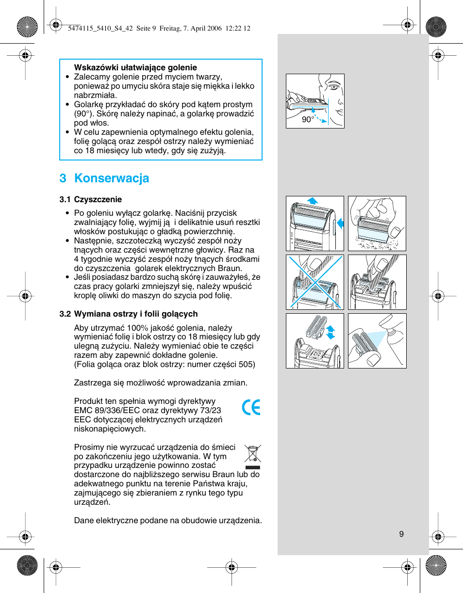 3 konserwacja | Braun 5410 User Manual | Page 9 / 36