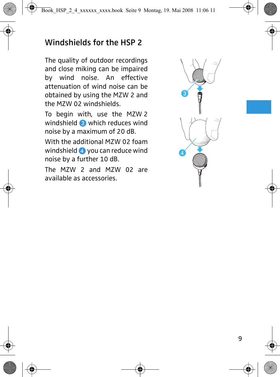 Windshields for the hsp 2 | Sennheiser HSP 4  EN User Manual | Page 10 / 29