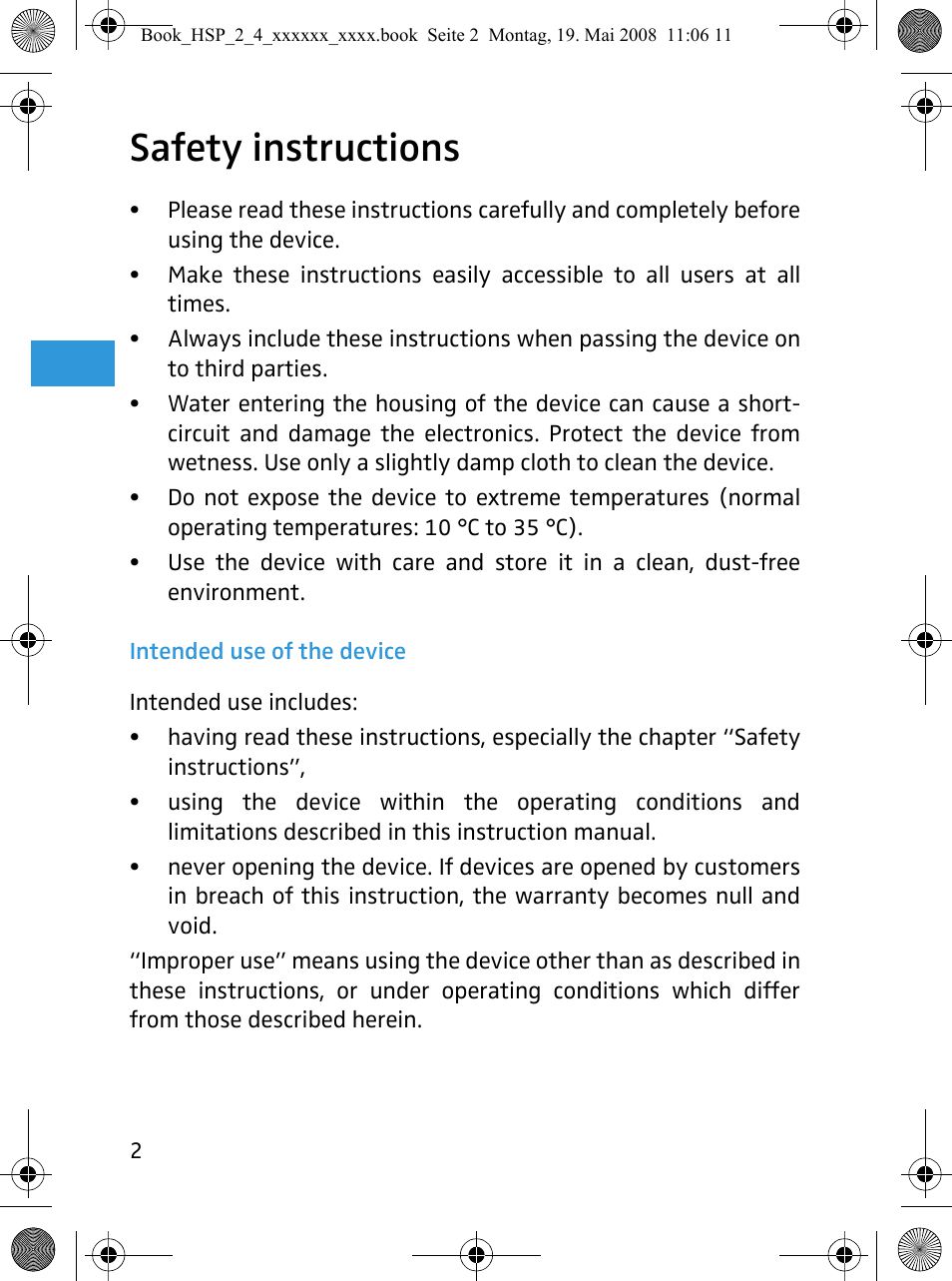 Safety instructions | Sennheiser HSP 4  EN User Manual | Page 3 / 29