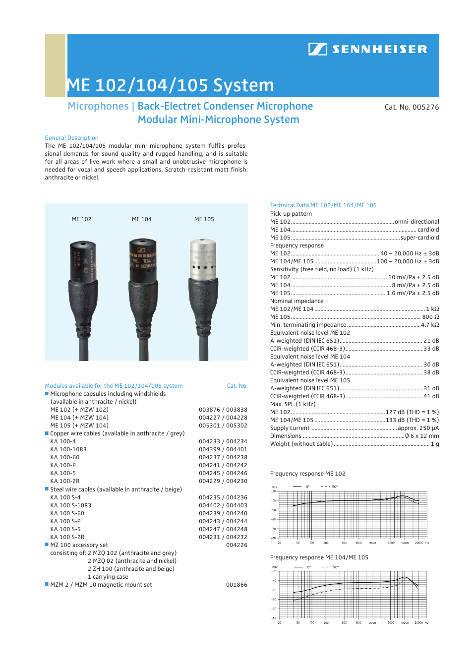 Sennheiser ME 104 User Manual | 1 page