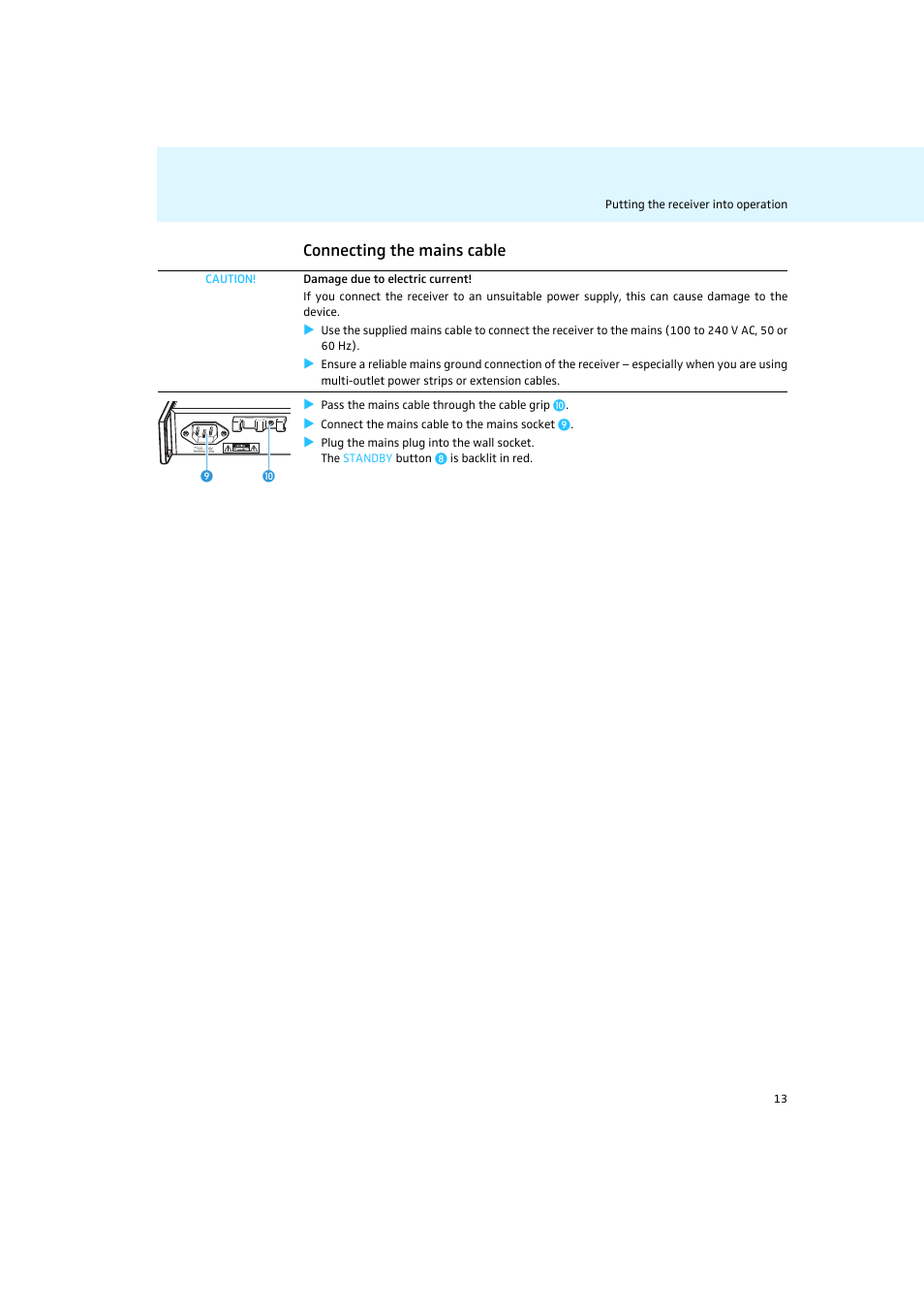 Connecting the mains cable | Sennheiser Rack-mount Receivers EM 2050 User Manual | Page 14 / 44