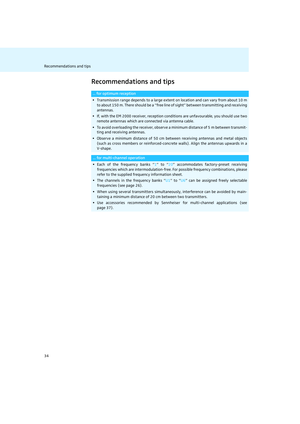 Recommendations and tips | Sennheiser Rack-mount Receivers EM 2050 User Manual | Page 35 / 44