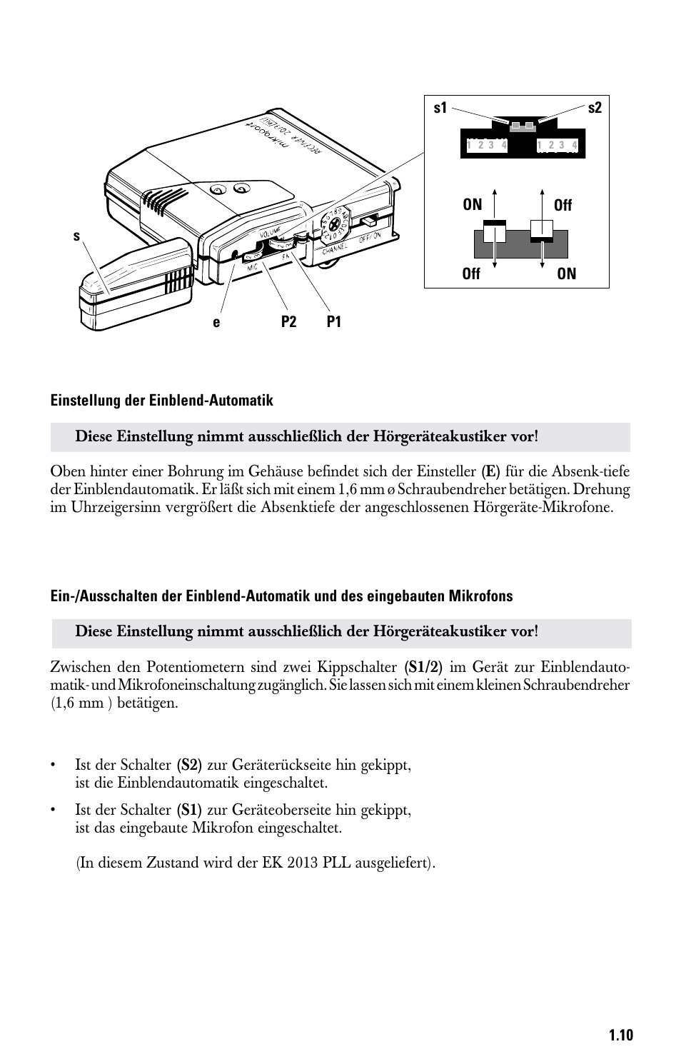Einstellung der einblend-automatik | Sennheiser System 2013 PLL User Manual | Page 11 / 69