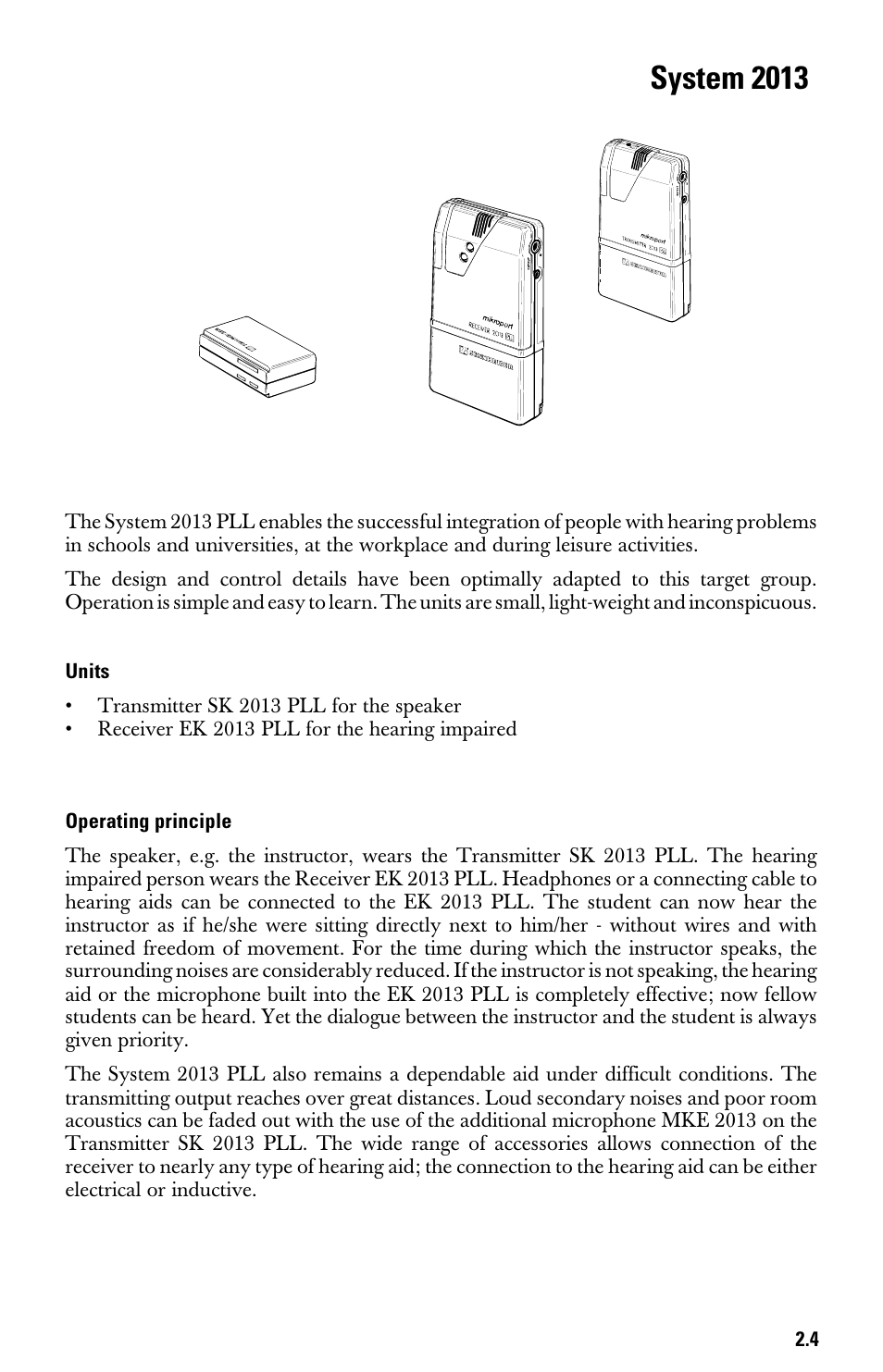 System 2013, Operating principle | Sennheiser System 2013 PLL User Manual | Page 22 / 69