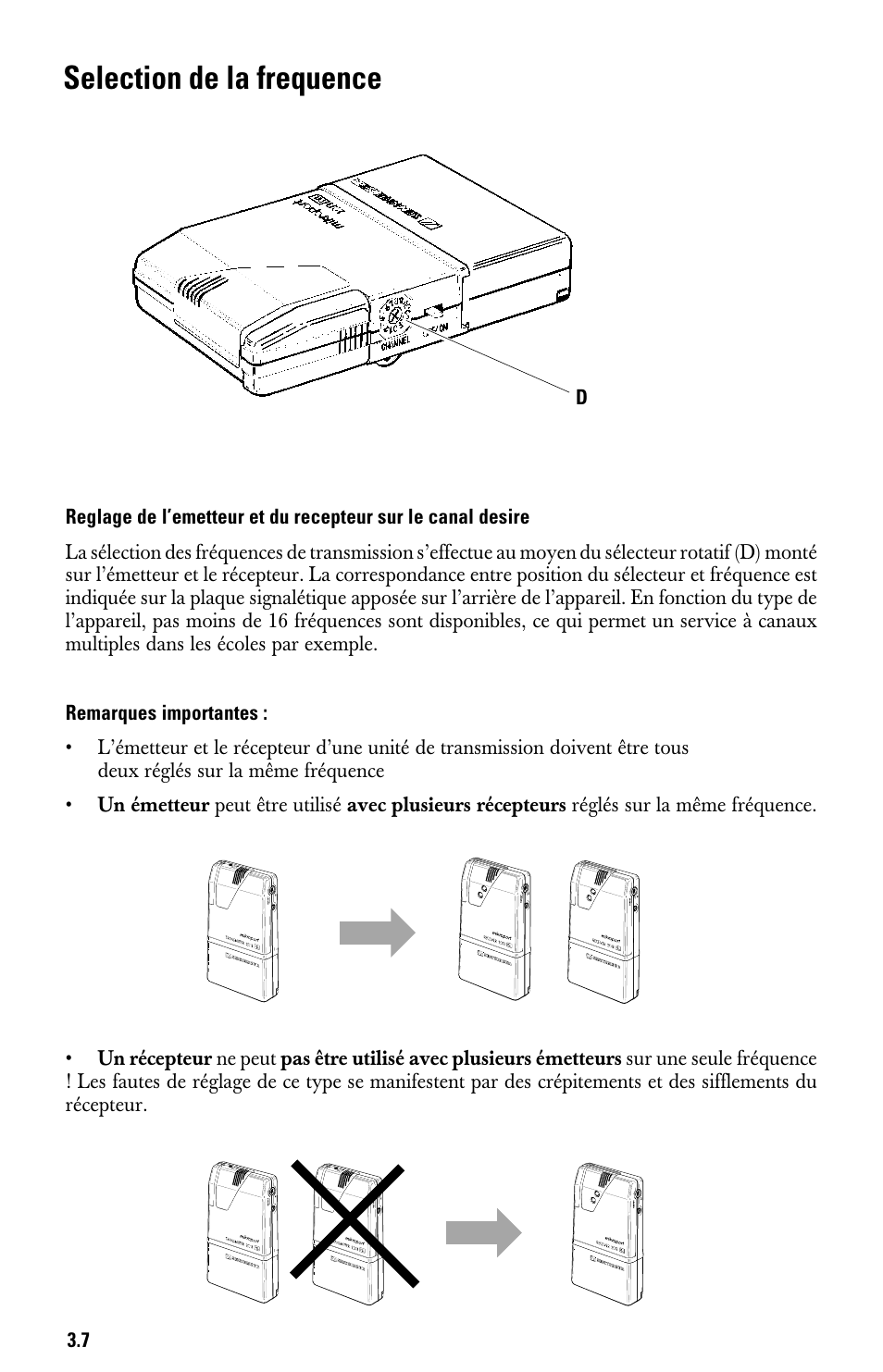 Selection de la frequence | Sennheiser System 2013 PLL User Manual | Page 42 / 69
