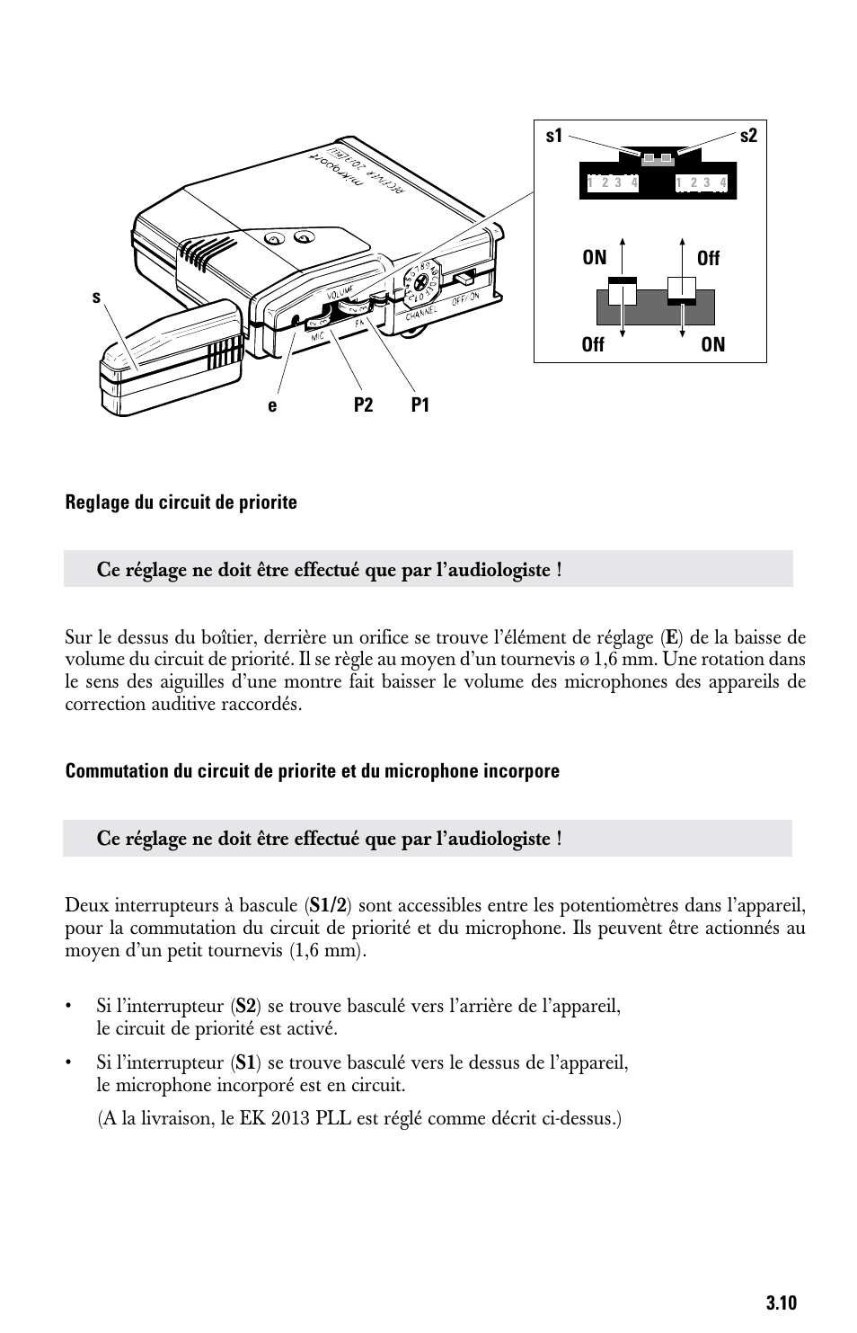 Reglage du circuit de priorite | Sennheiser System 2013 PLL User Manual | Page 45 / 69