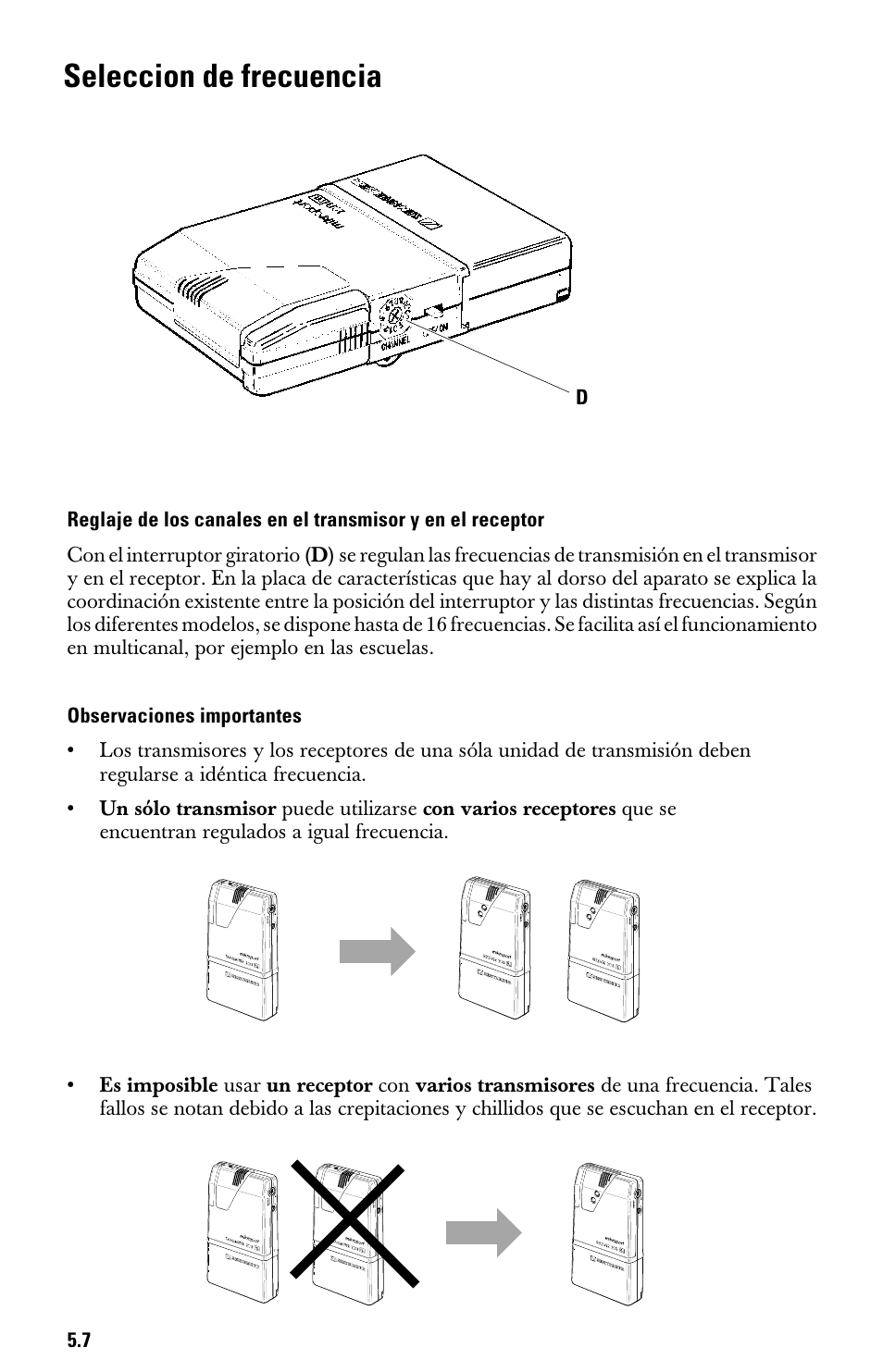 Seleccion de frecuencia | Sennheiser System 2013 PLL User Manual | Page 59 / 69