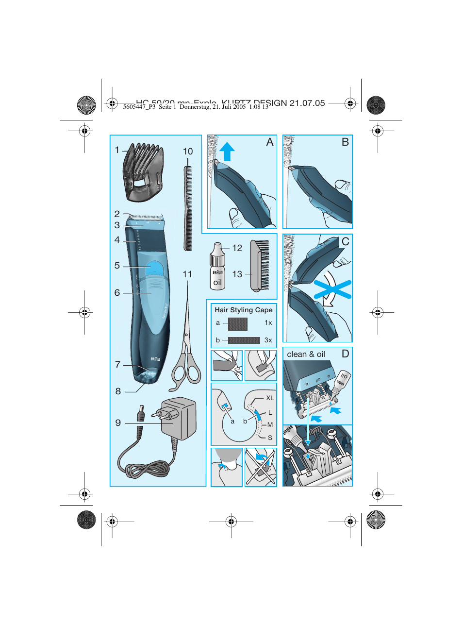 Ab c, Clean & oil | Braun 8595 User Manual | Page 3 / 70
