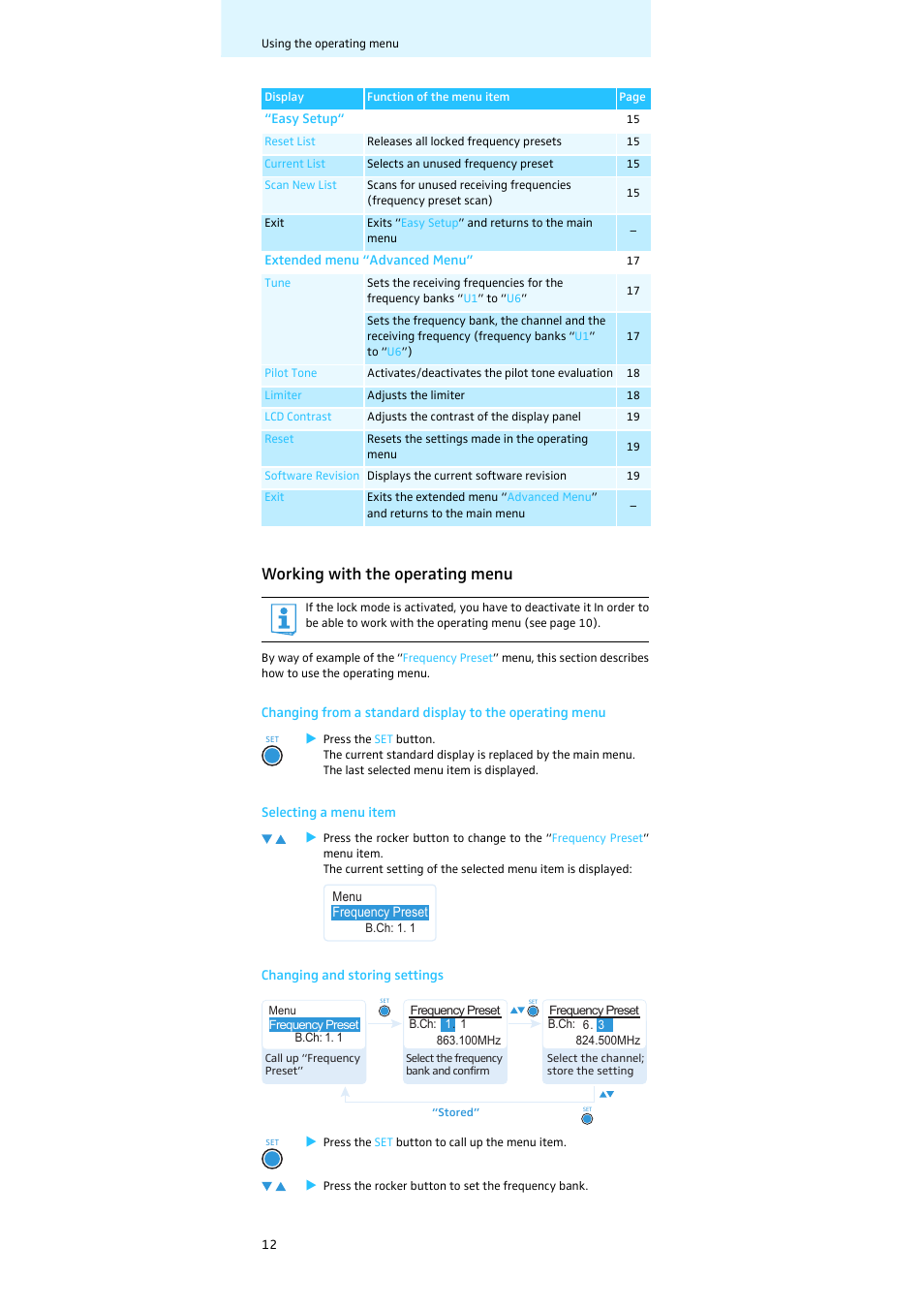 Working with the operating menu | Sennheiser EK 300 IEM User Manual | Page 13 / 29