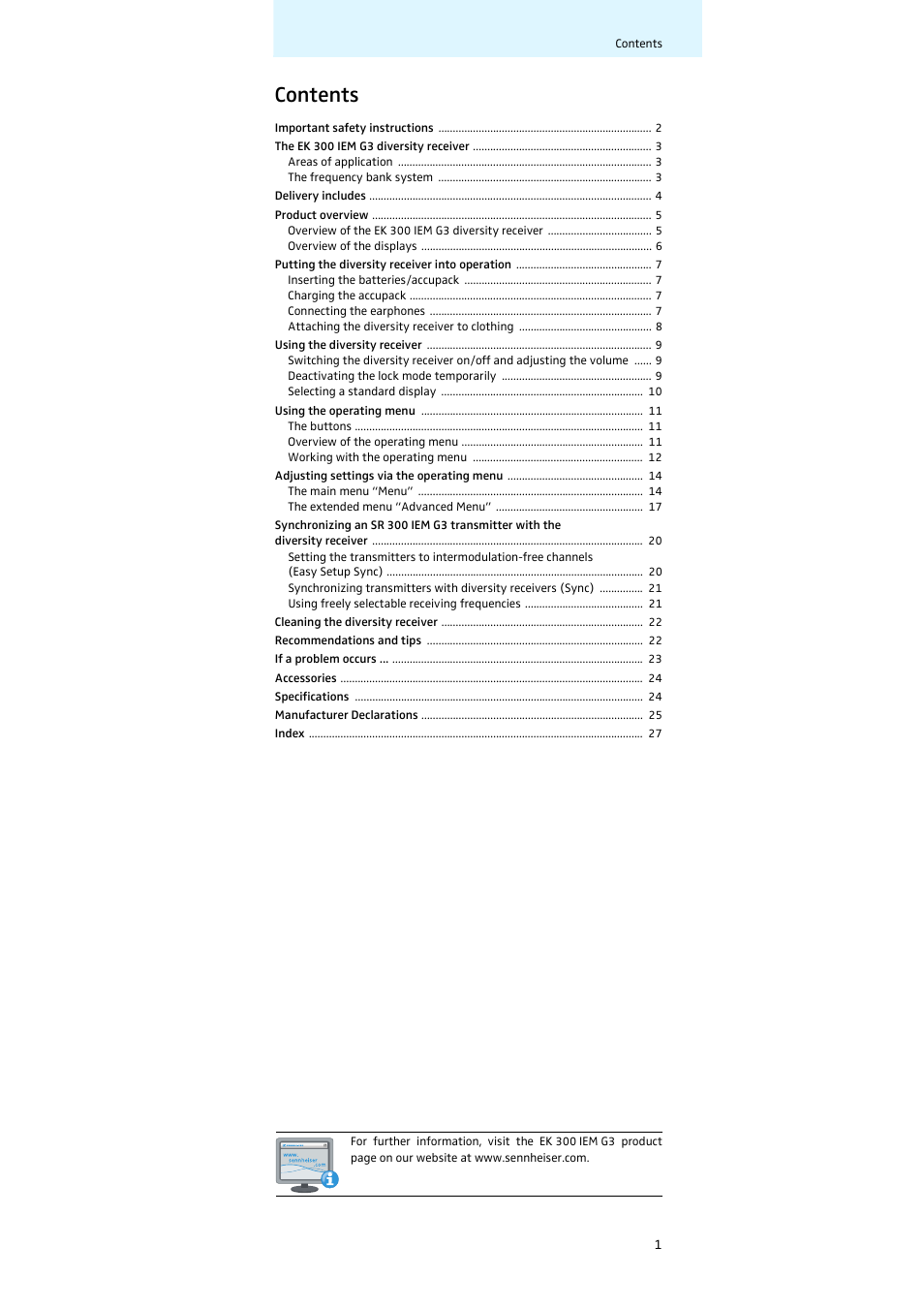 Sennheiser EK 300 IEM User Manual | Page 2 / 29