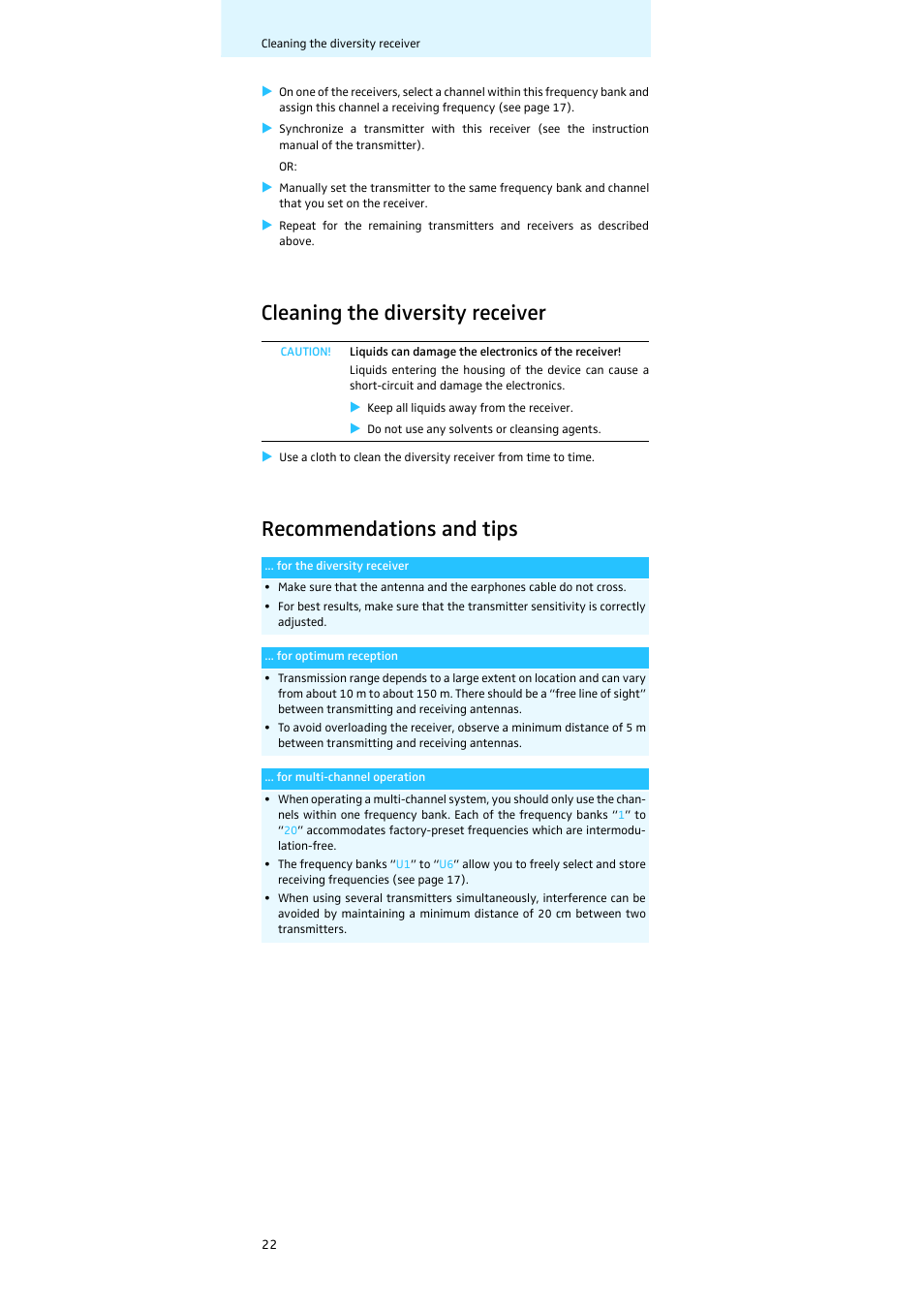 Cleaning the diversity receiver, Recommendations and tips | Sennheiser EK 300 IEM User Manual | Page 23 / 29