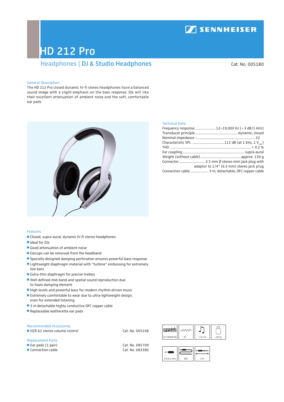 Sennheiser HD 212 Pro User Manual | 1 page