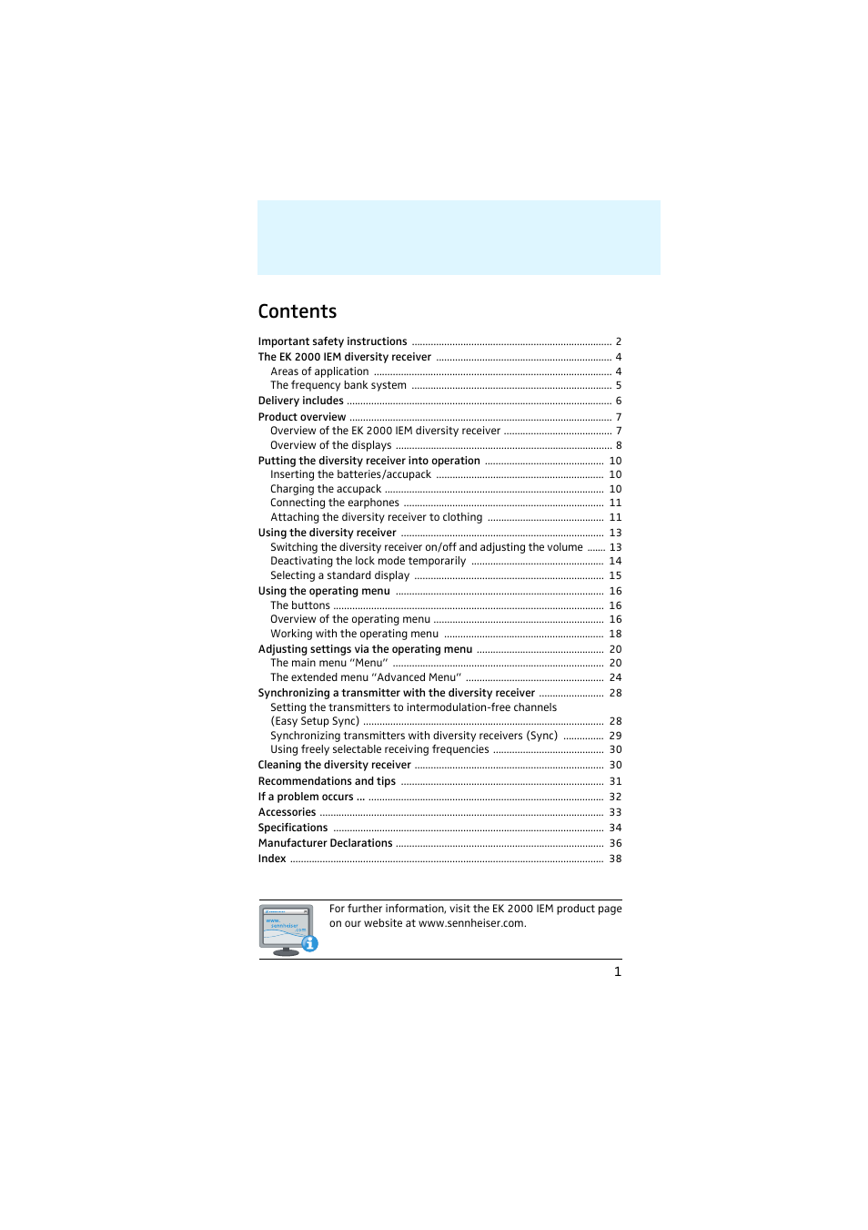 Sennheiser EK 2000 IEM User Manual | Page 2 / 41