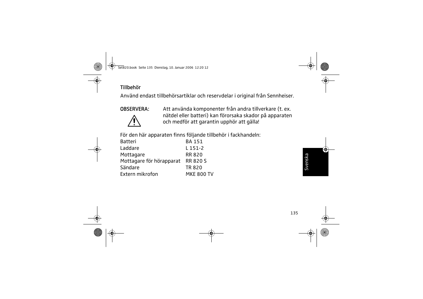Sennheiser Set 820 User Manual | Page 135 / 148
