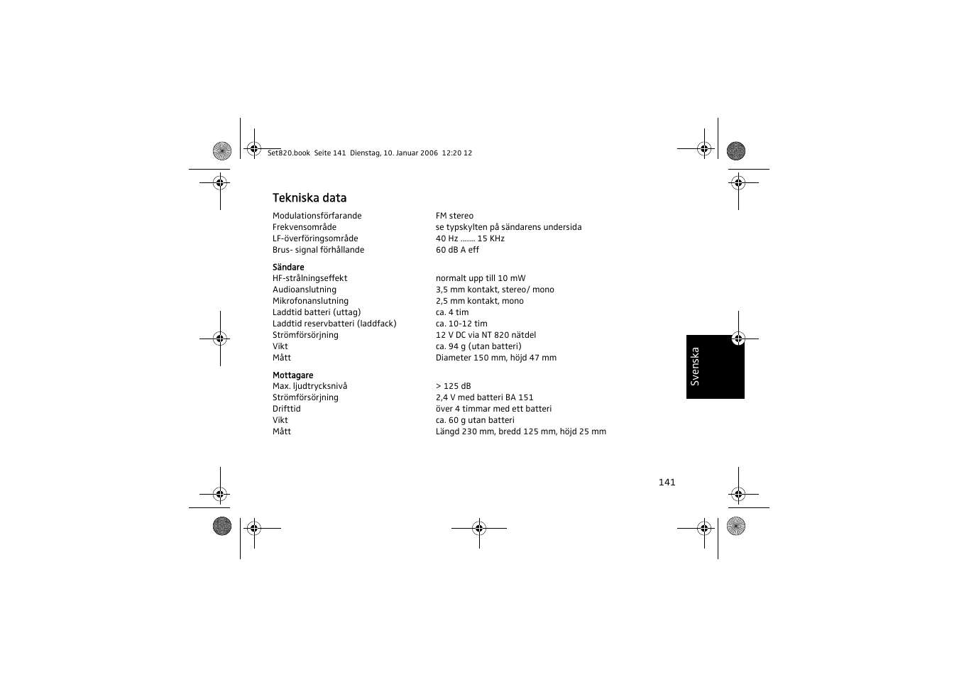 Sennheiser Set 820 User Manual | Page 141 / 148