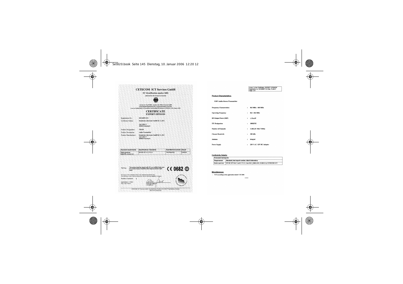 Sennheiser Set 820 User Manual | Page 145 / 148
