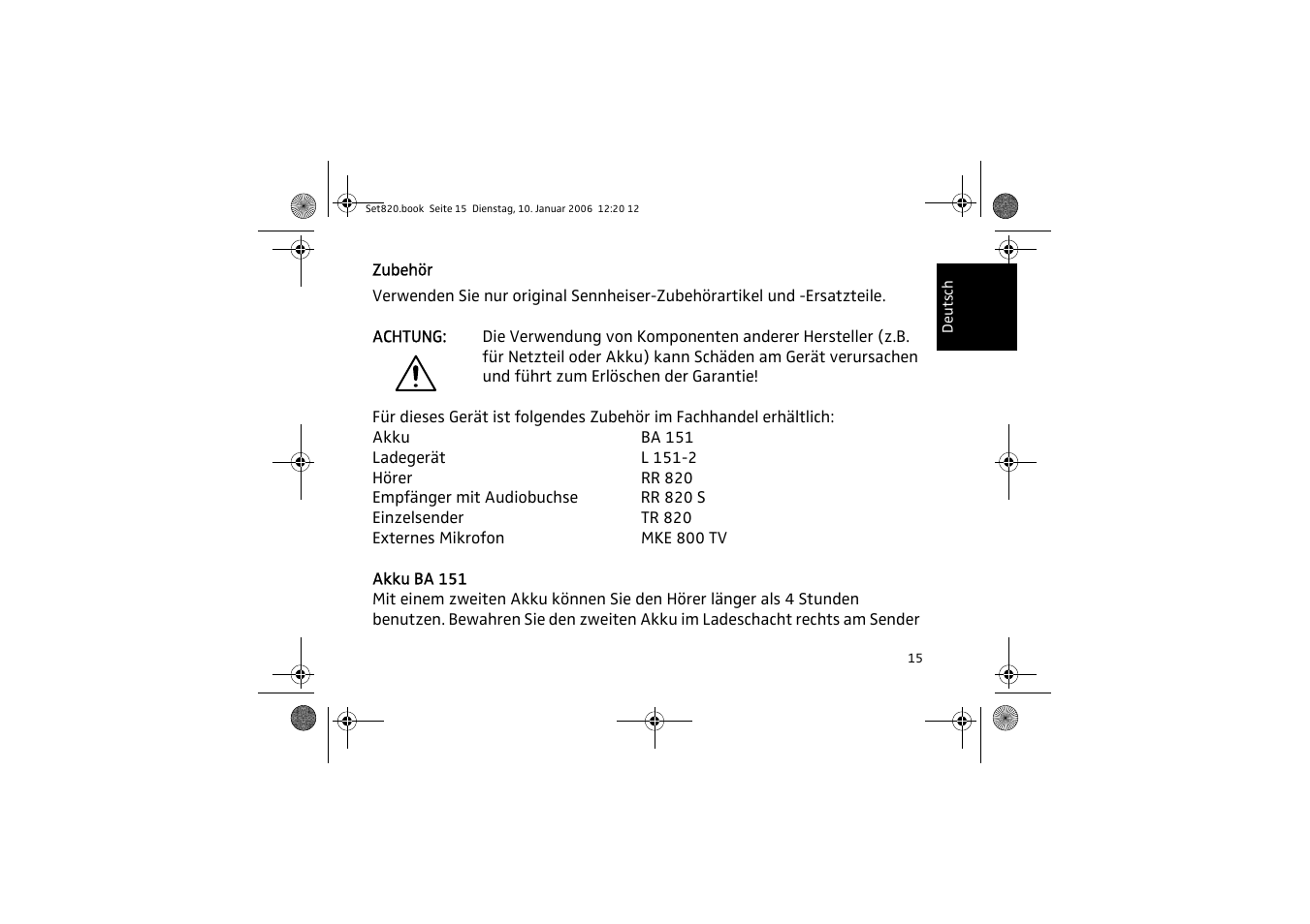 Sennheiser Set 820 User Manual | Page 15 / 148