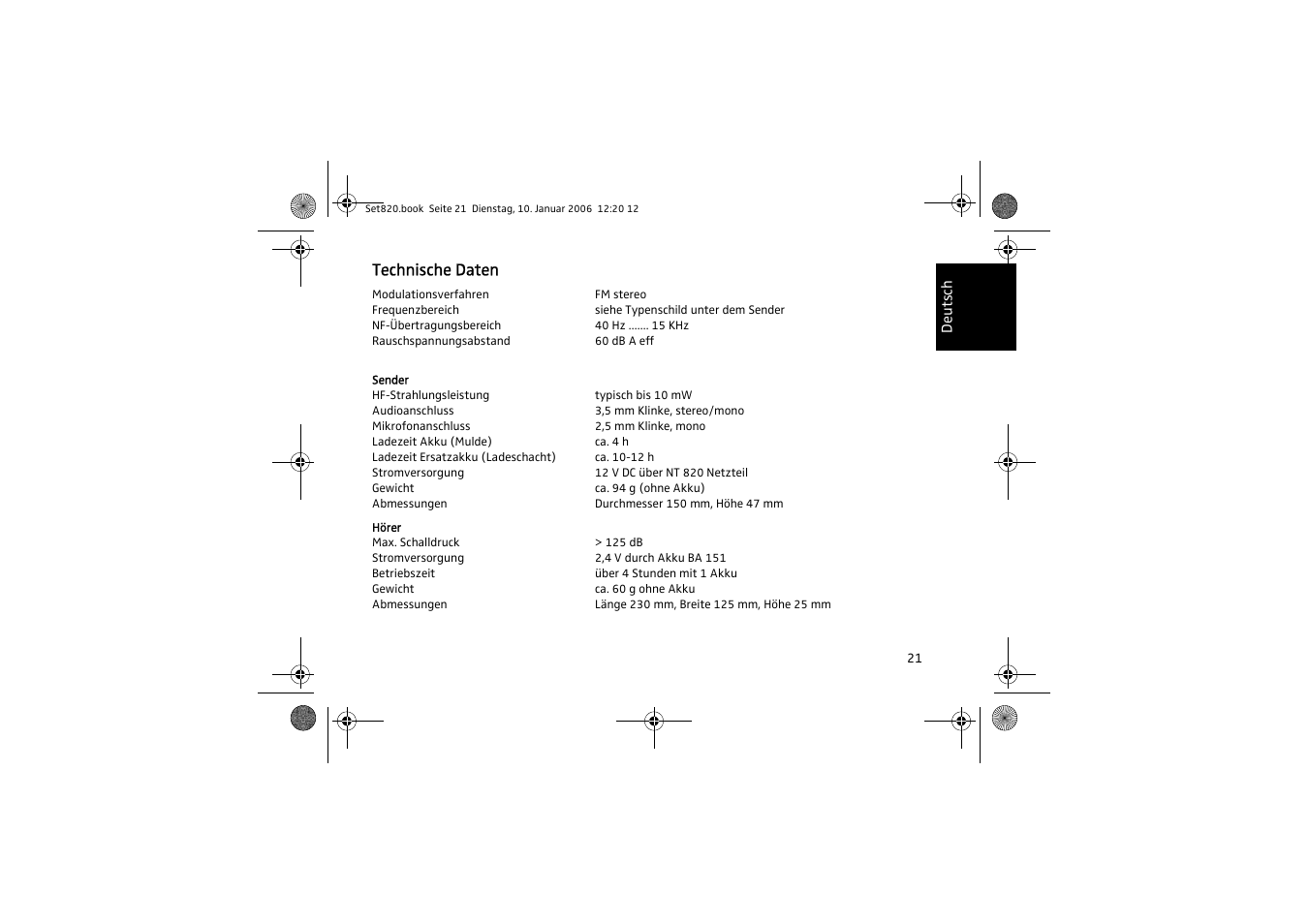 Sennheiser Set 820 User Manual | Page 21 / 148