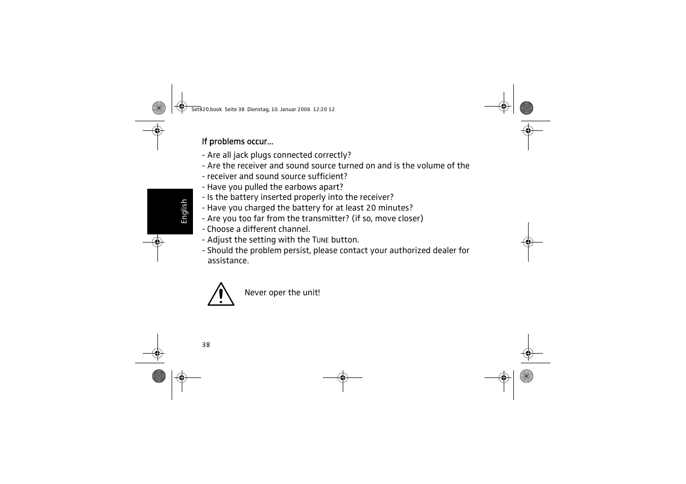Sennheiser Set 820 User Manual | Page 38 / 148