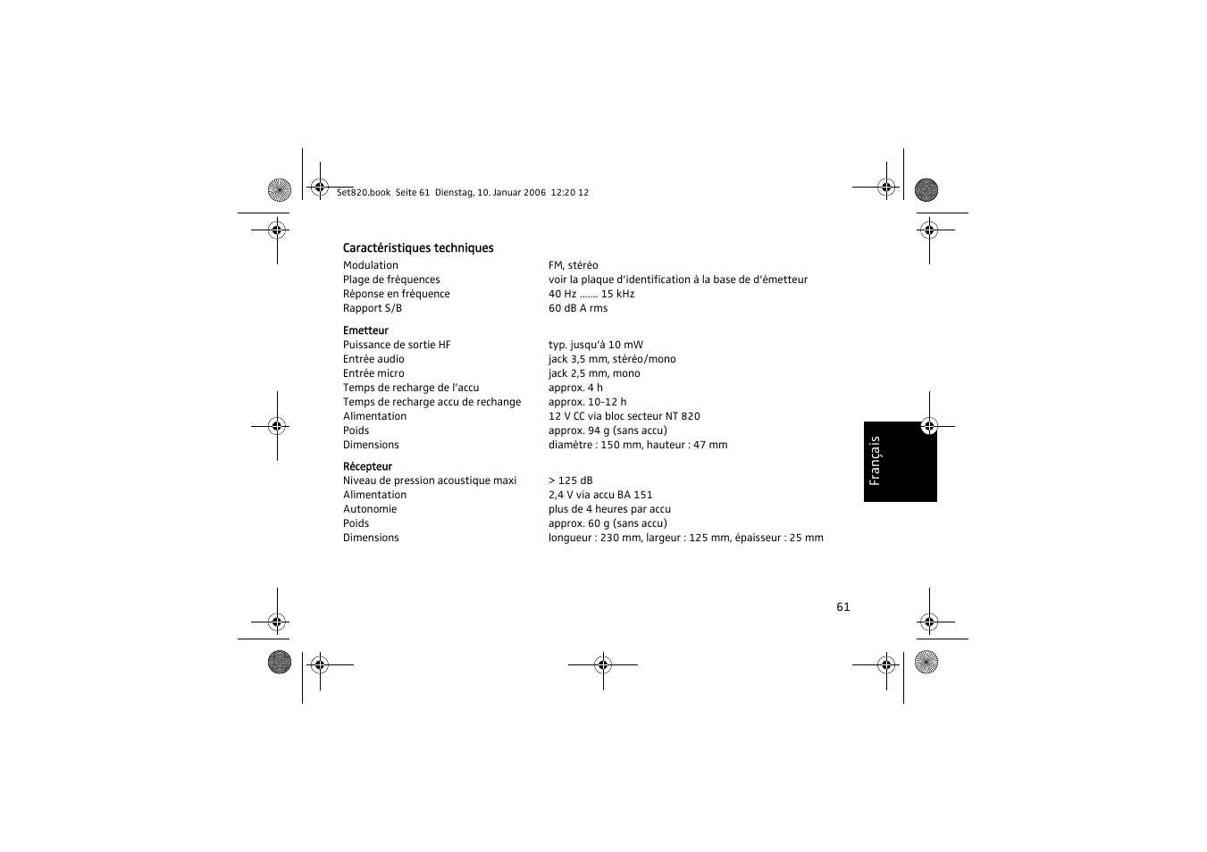 Sennheiser Set 820 User Manual | Page 61 / 148