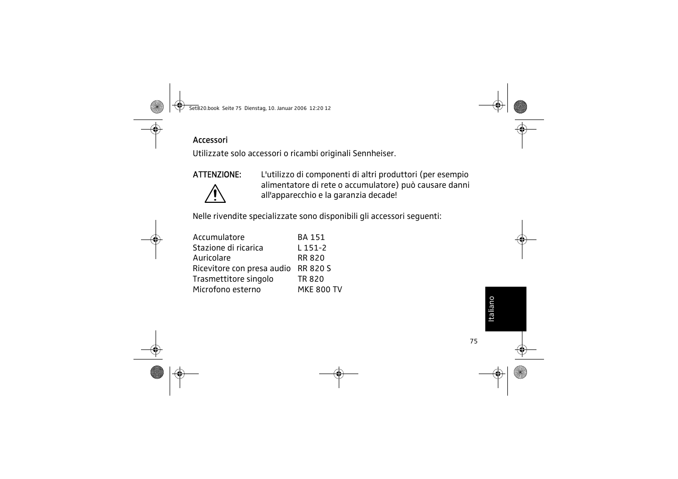 Sennheiser Set 820 User Manual | Page 75 / 148