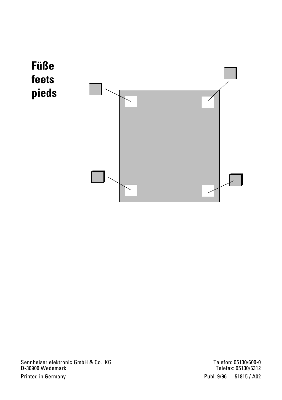 Füße feets pieds | Sennheiser Electrostatic Amplifier HEV70 User Manual | Page 19 / 19