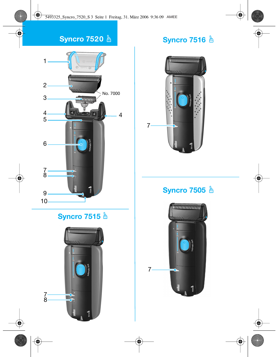Syncro 7515 | Braun 7515 User Manual | Page 3 / 53