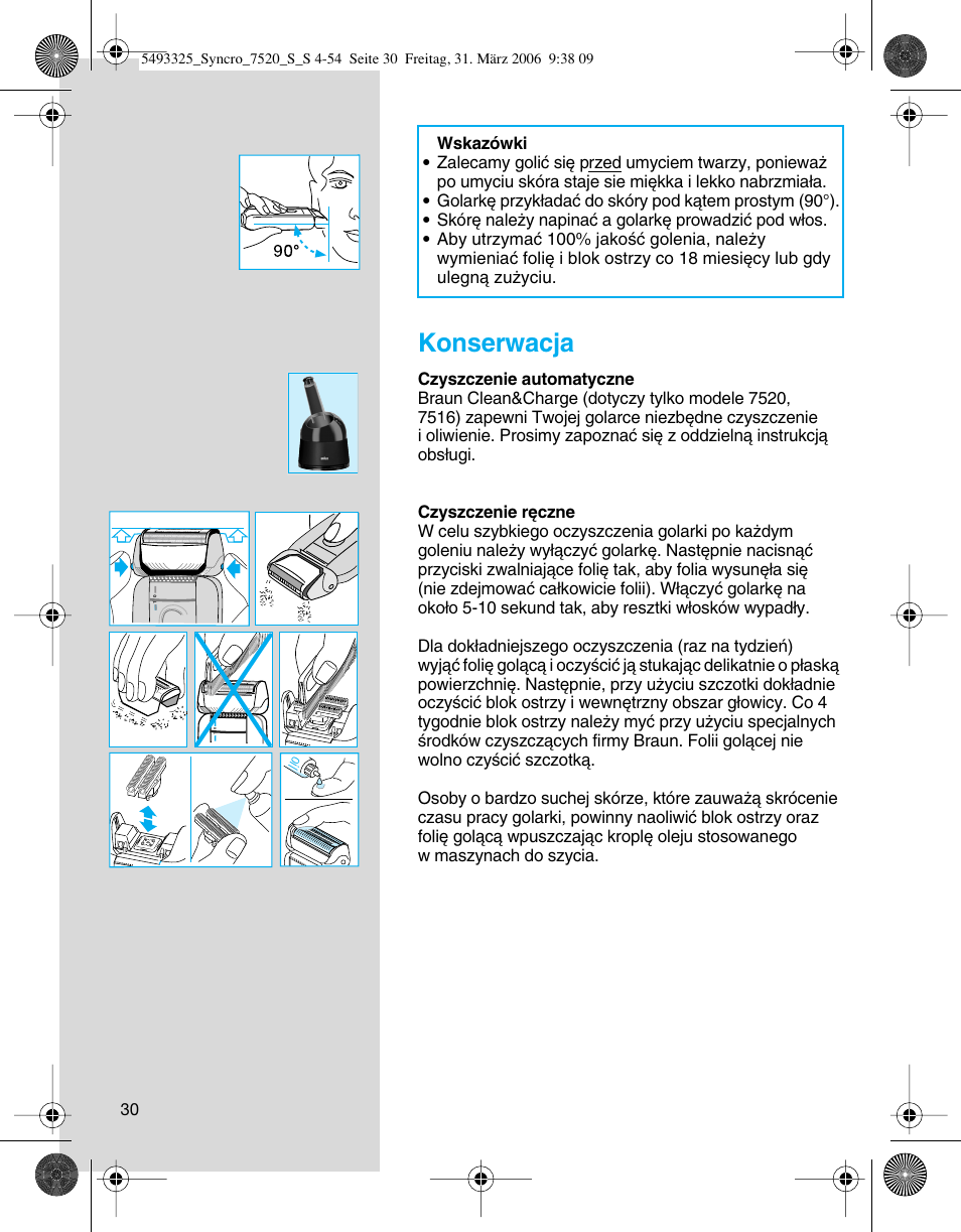 Konserwacja | Braun 7515 User Manual | Page 30 / 53