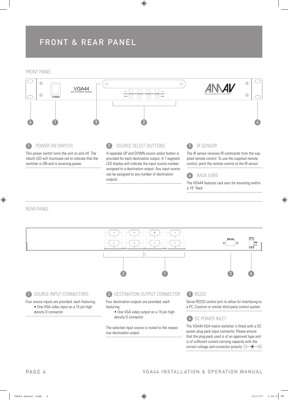 Pag e 4 | Australian Monitor VGA44 User Manual | Page 4 / 8