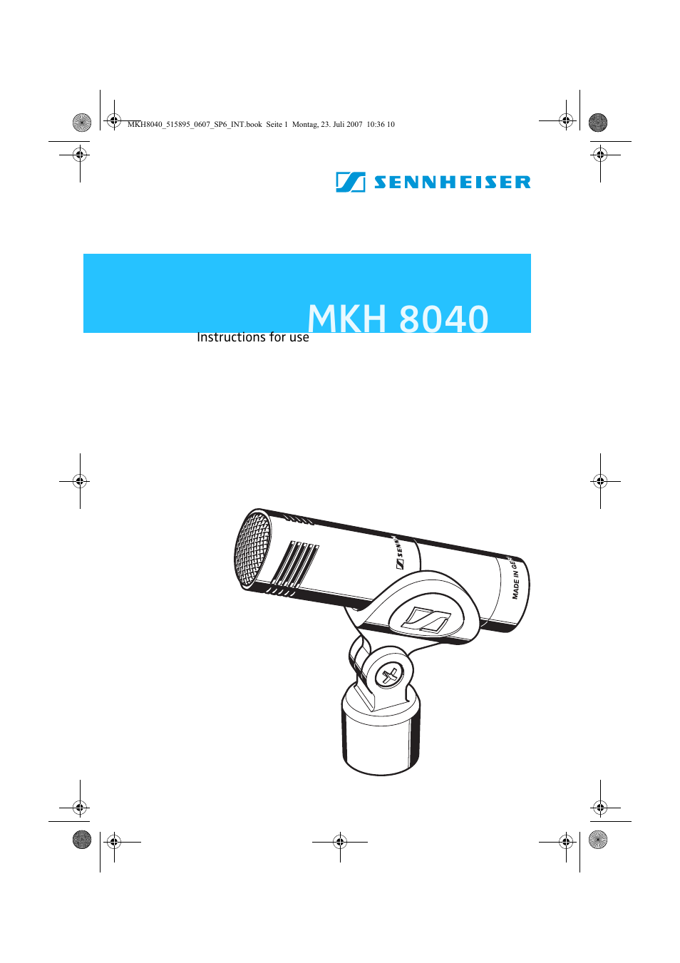 Sennheiser MKH 8040 User Manual | 13 pages