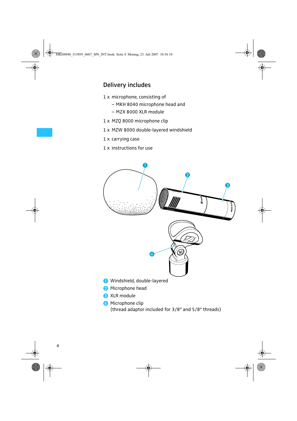 Delivery includes | Sennheiser MKH 8040 User Manual | Page 6 / 13