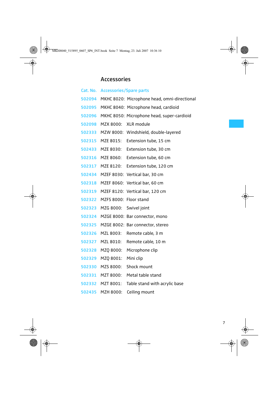 Accessories | Sennheiser MKH 8040 User Manual | Page 9 / 13