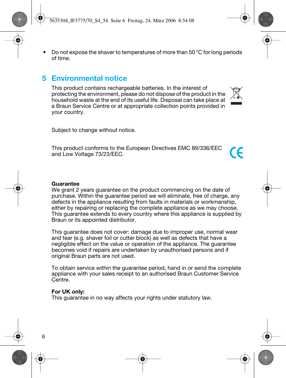 5 environmental notice | Braun 3775 User Manual | Page 6 / 50