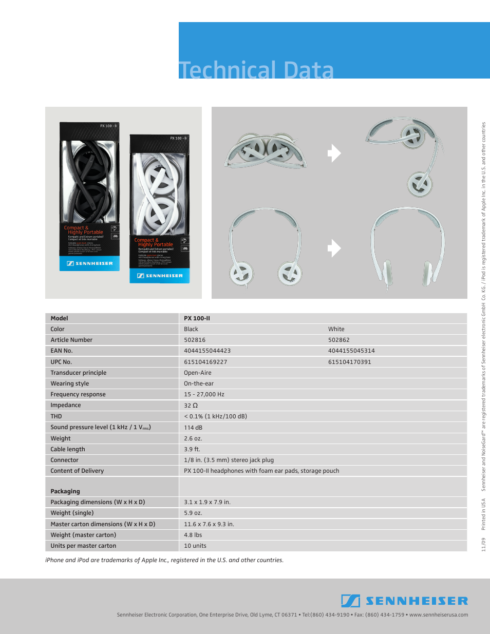 Technical data | Sennheiser 502862 User Manual | Page 2 / 2