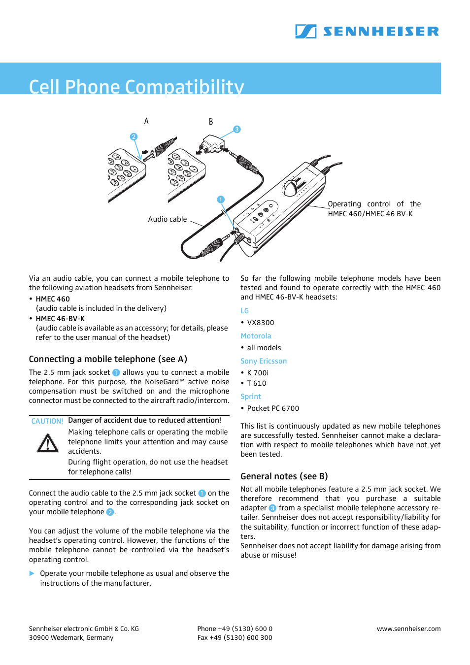 Sennheiser HMEC 460 User Manual | 1 page