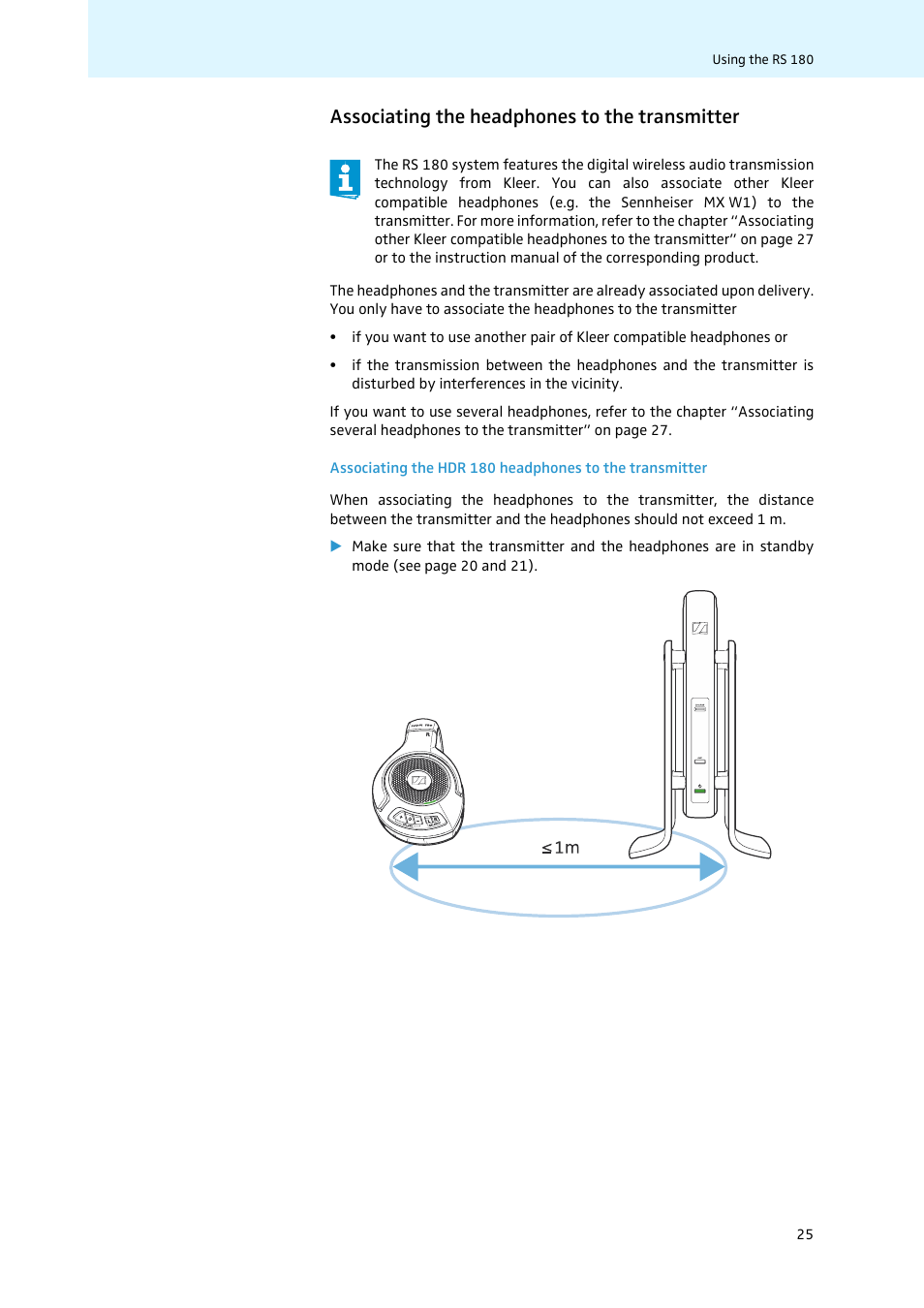 Associating the headphones to the transmitter | Sennheiser 502875 User Manual | Page 26 / 38