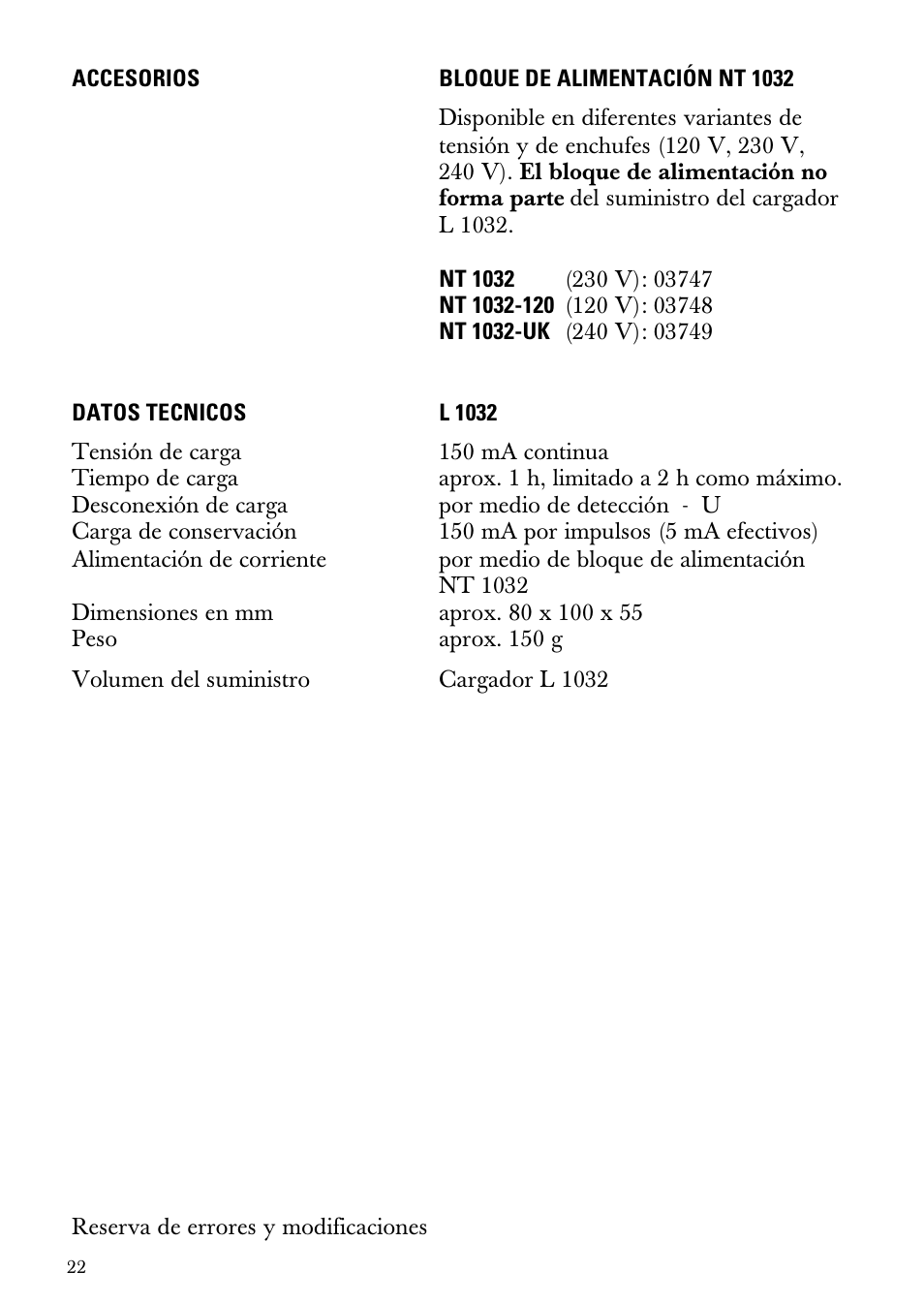 Sennheiser Double Charger L 1032 User Manual | Page 22 / 28