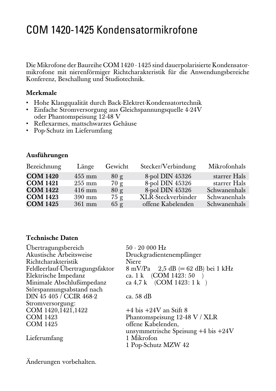 Gebrauchsanleitung | Sennheiser COM 1420 User Manual | Page 2 / 8