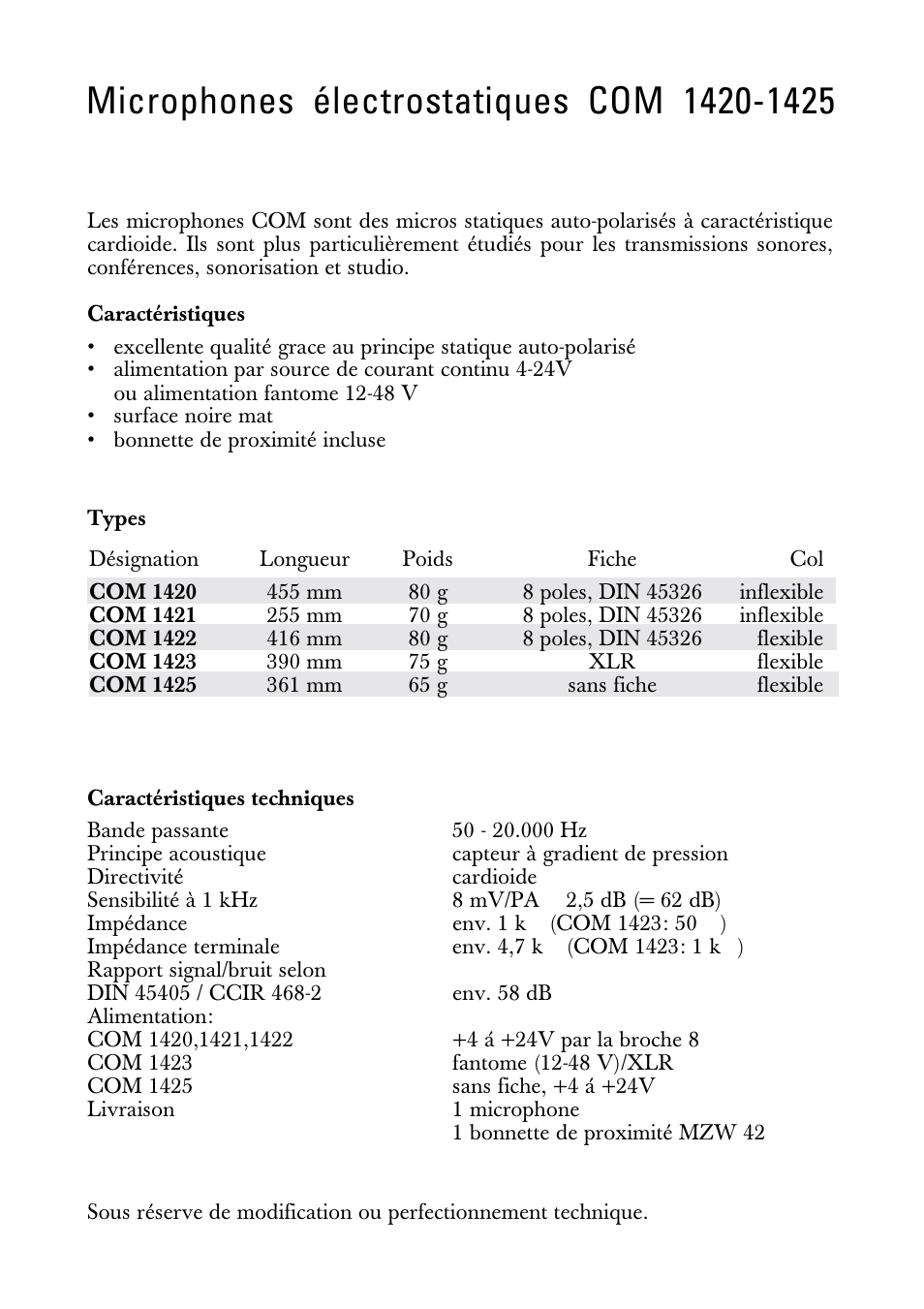 Notice d'emploi | Sennheiser COM 1420 User Manual | Page 4 / 8