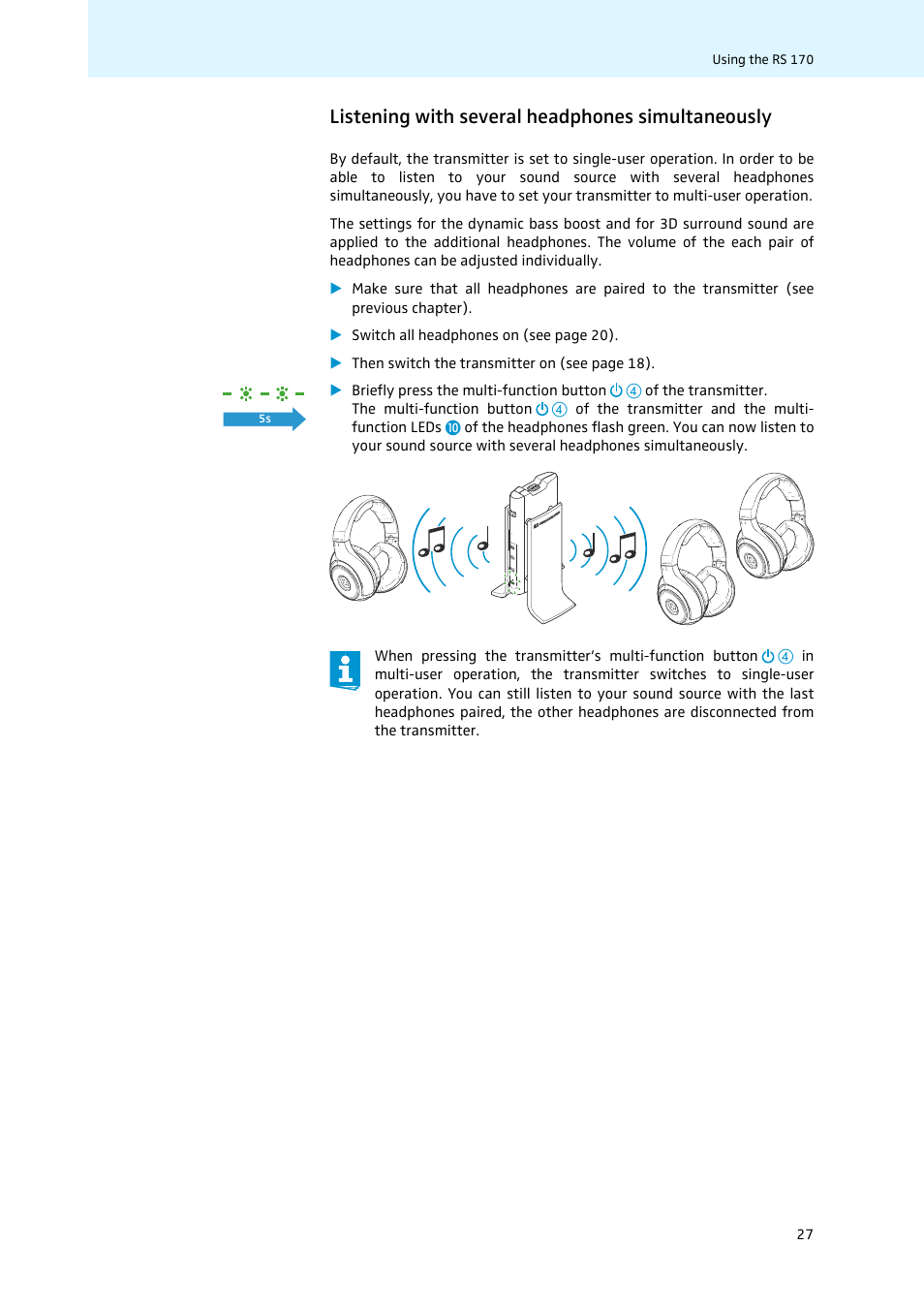 Listening with several headphones simultaneously | Sennheiser 502874 User Manual | Page 28 / 37