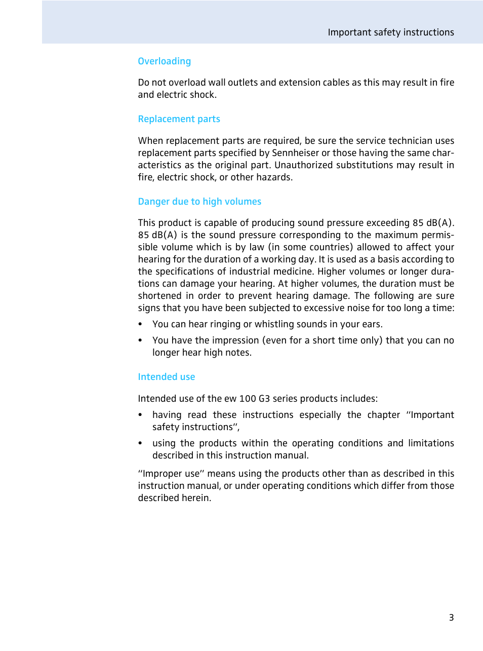 Sennheiser evolution wireless series EM 100 User Manual | Page 4 / 59