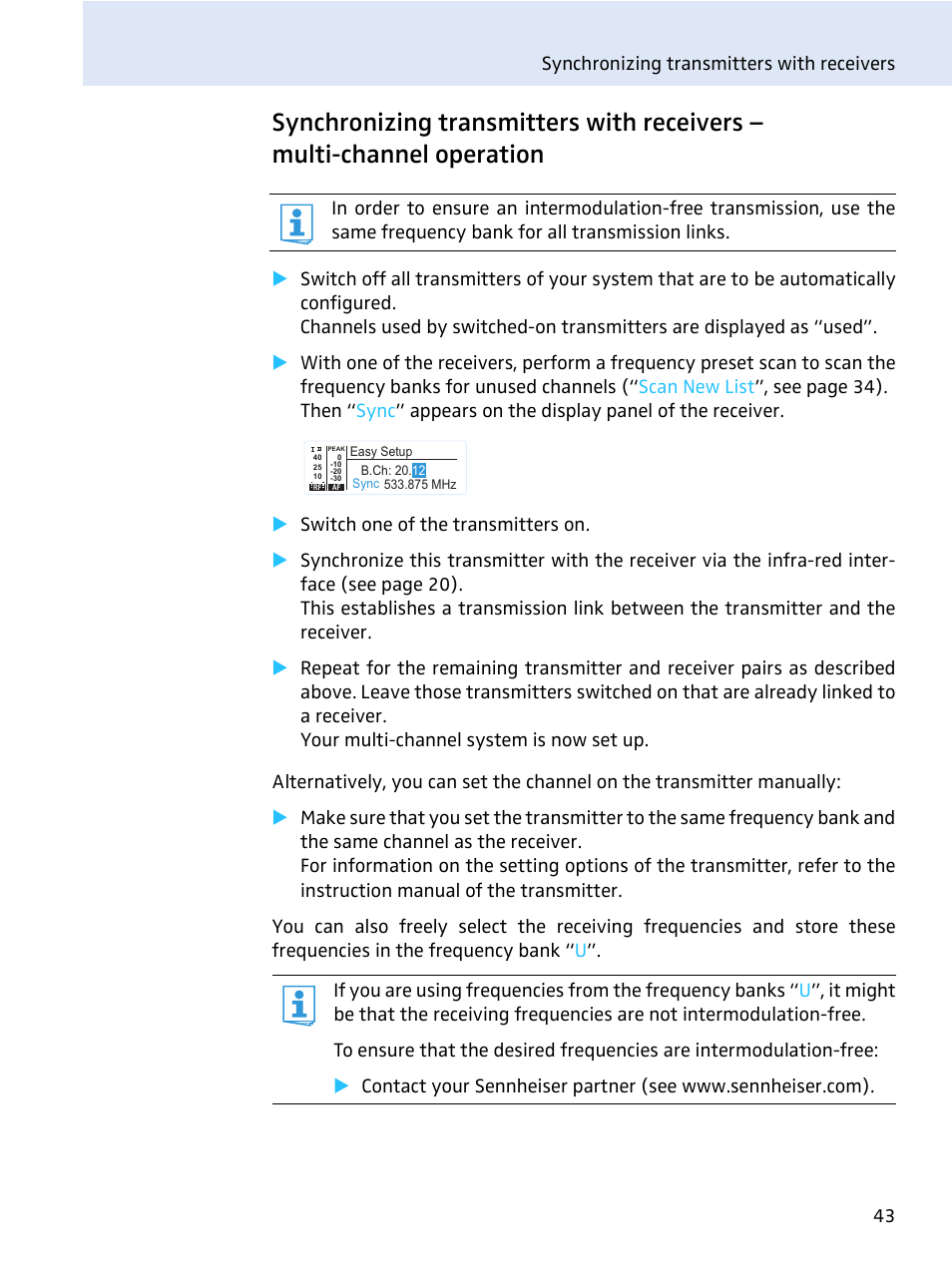 Sennheiser evolution wireless series EM 100 User Manual | Page 44 / 59