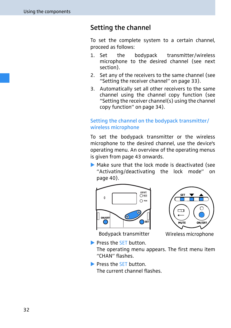 Setting the channel | Sennheiser 2020 User Manual | Page 34 / 60