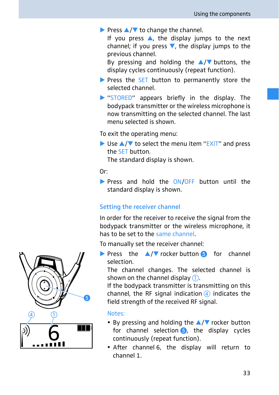 Setting the receiver channel | Sennheiser 2020 User Manual | Page 35 / 60