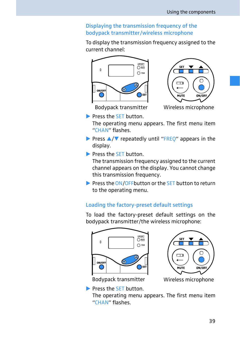 Loading the factory-preset default settings | Sennheiser 2020 User Manual | Page 41 / 60