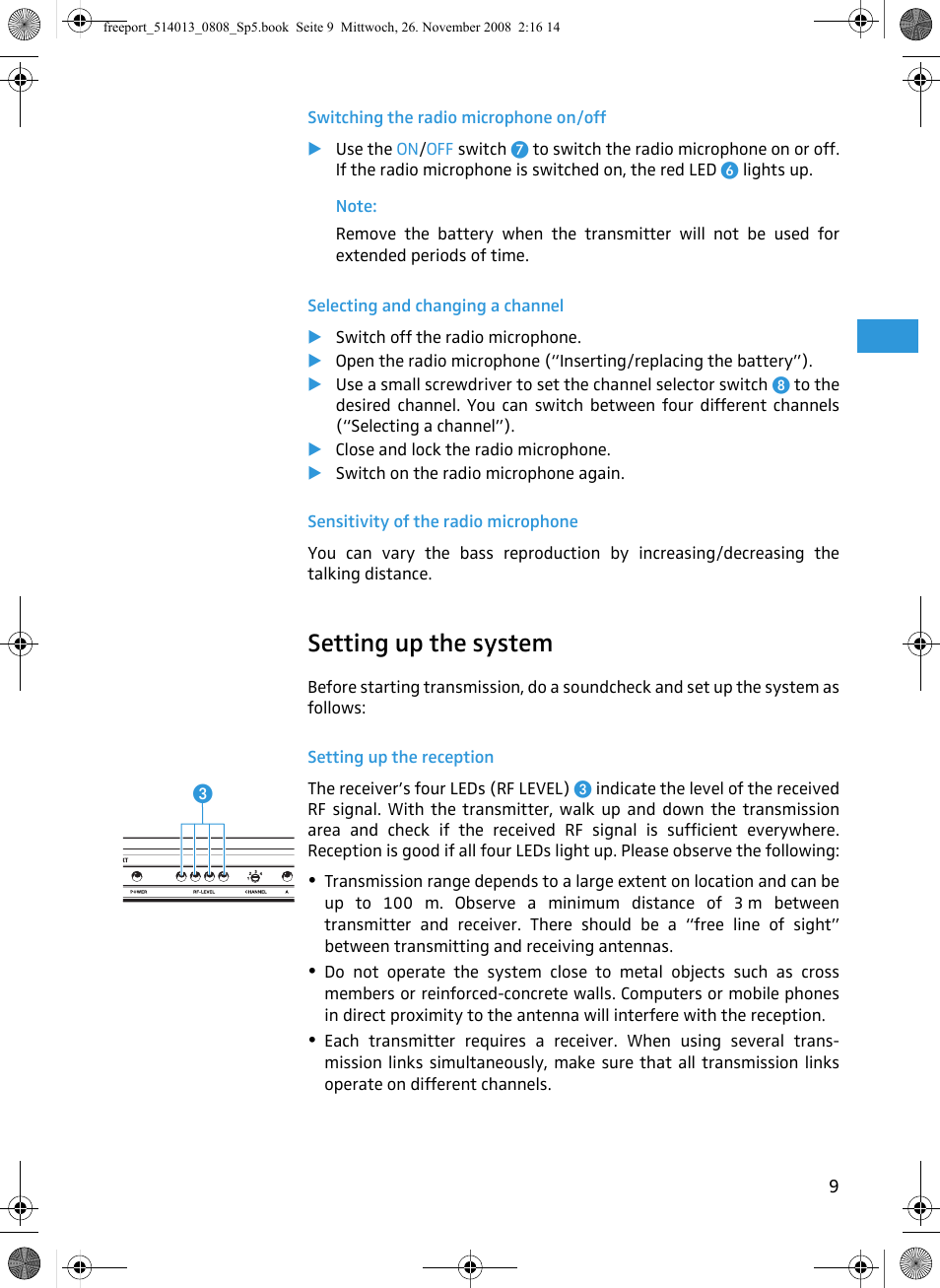Setting up the system | Sennheiser Freeport User Manual | Page 10 / 16