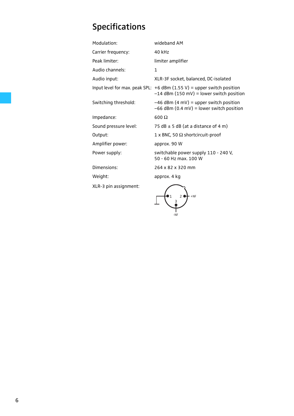 Specifications | Sennheiser Audiobeam User Manual | Page 8 / 10