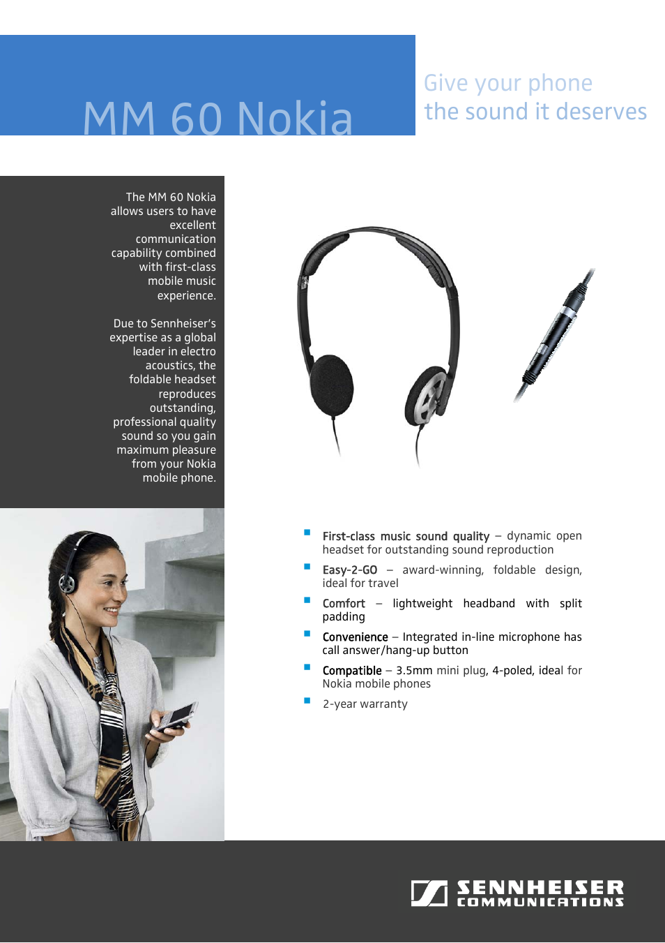 Sennheiser m@m 60 User Manual | 2 pages
