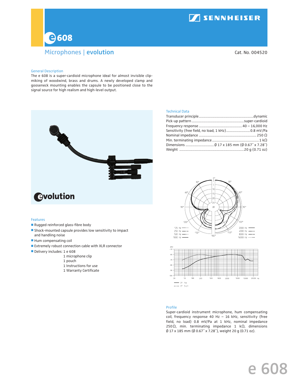 Sennheiser Evolution 004520 User Manual | 1 page